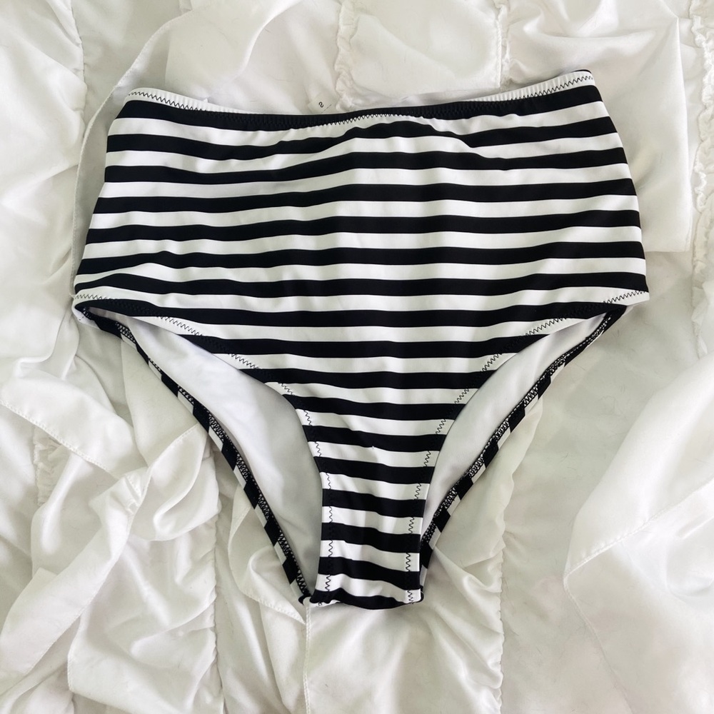 Striped high waisted bikini bottoms